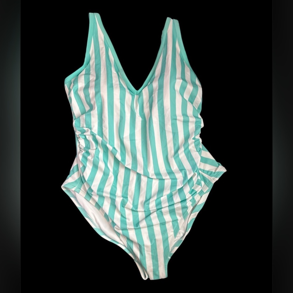 Women's Plus V-Neck Over The Shoulder High Leg One Piece Swimsuit Bathing Suit